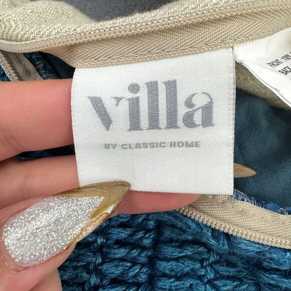 Pottery Barn Villa Paca Belgian Flax Linen Pillow Cover Case in Blue 14” x 26" - Picture 6 of 8